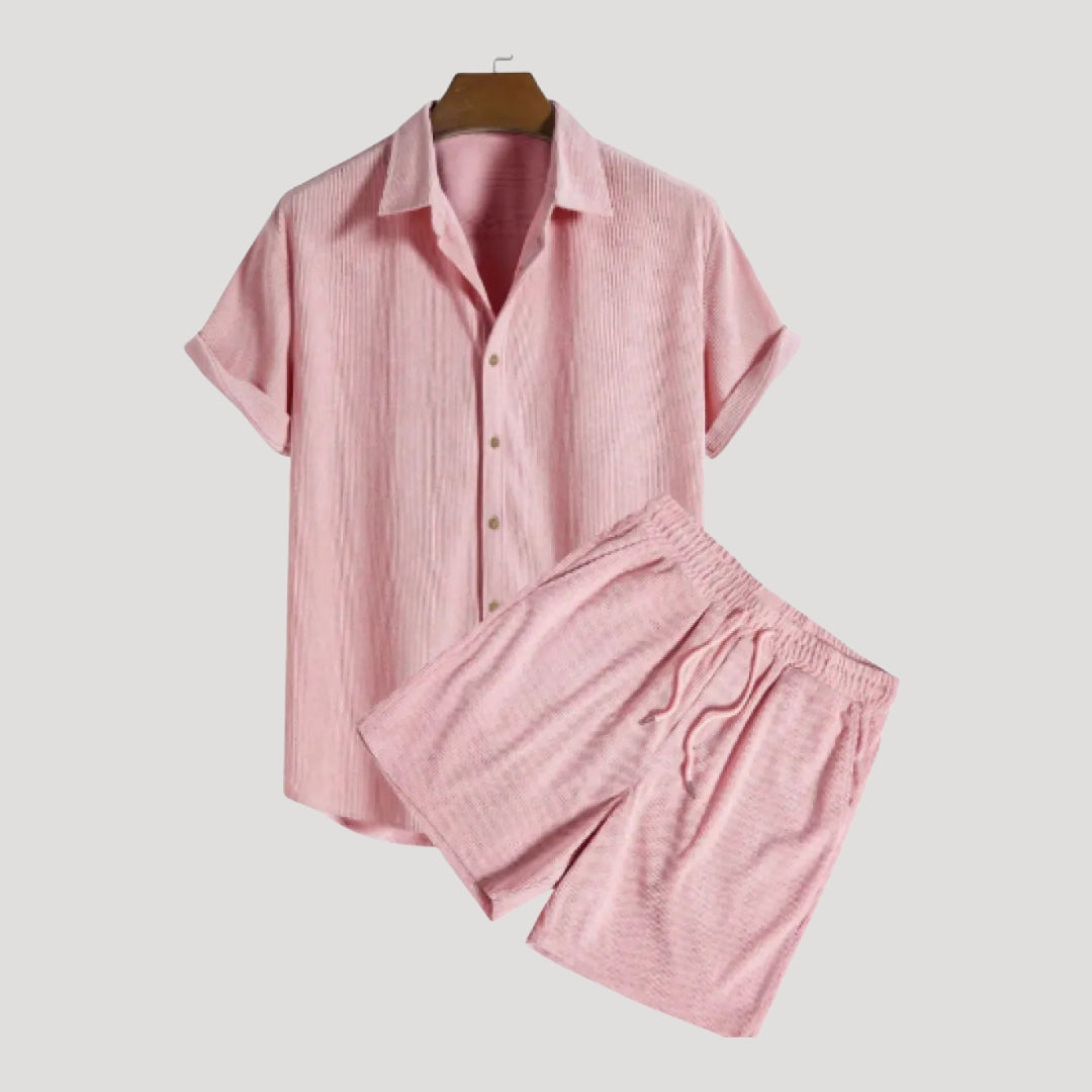Herren Zweiteiliges Set – Kurzarm Hemd & Shorts Stilvoll