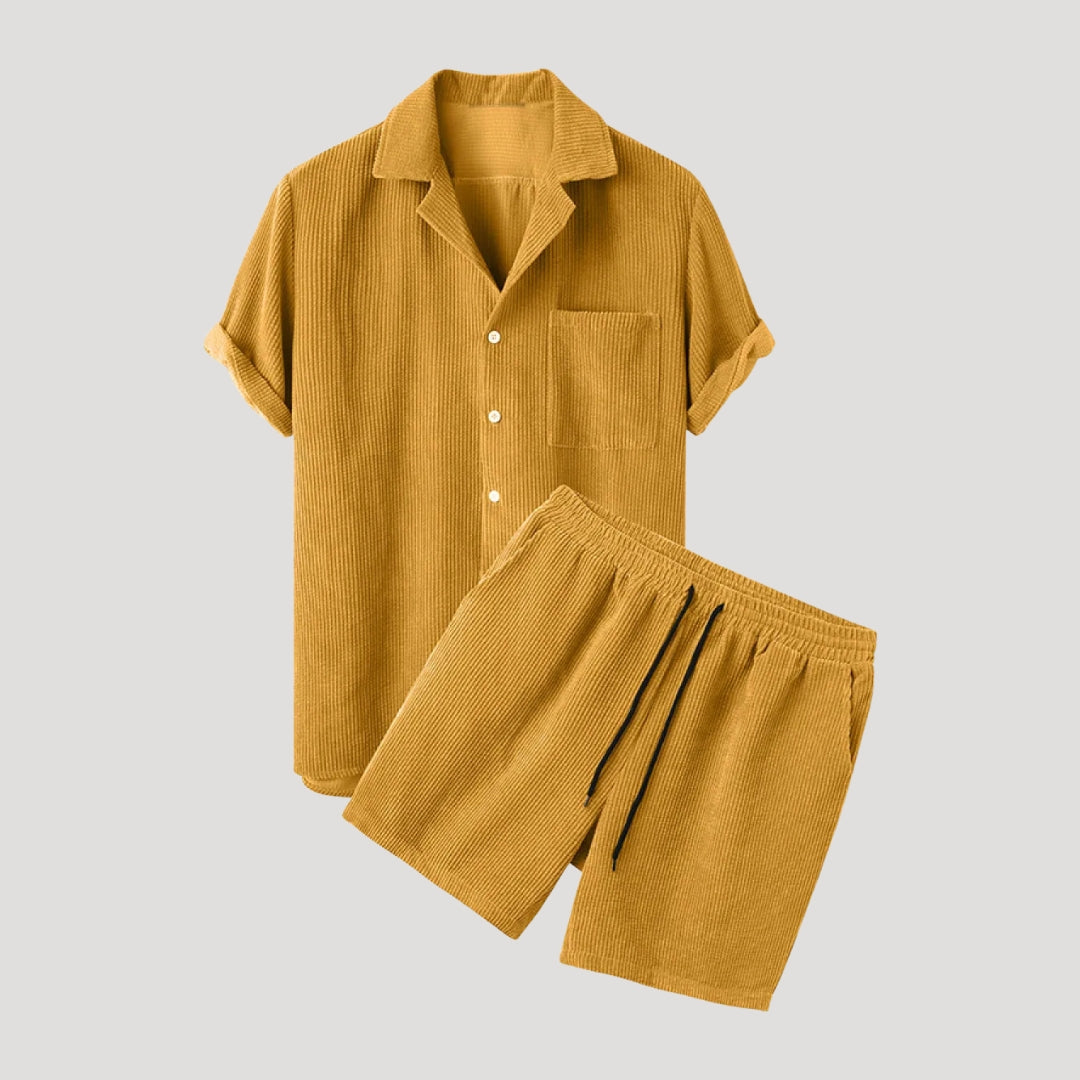 Herren Zweiteiliges Set – Kurzarm Hemd & Shorts Stilvoll