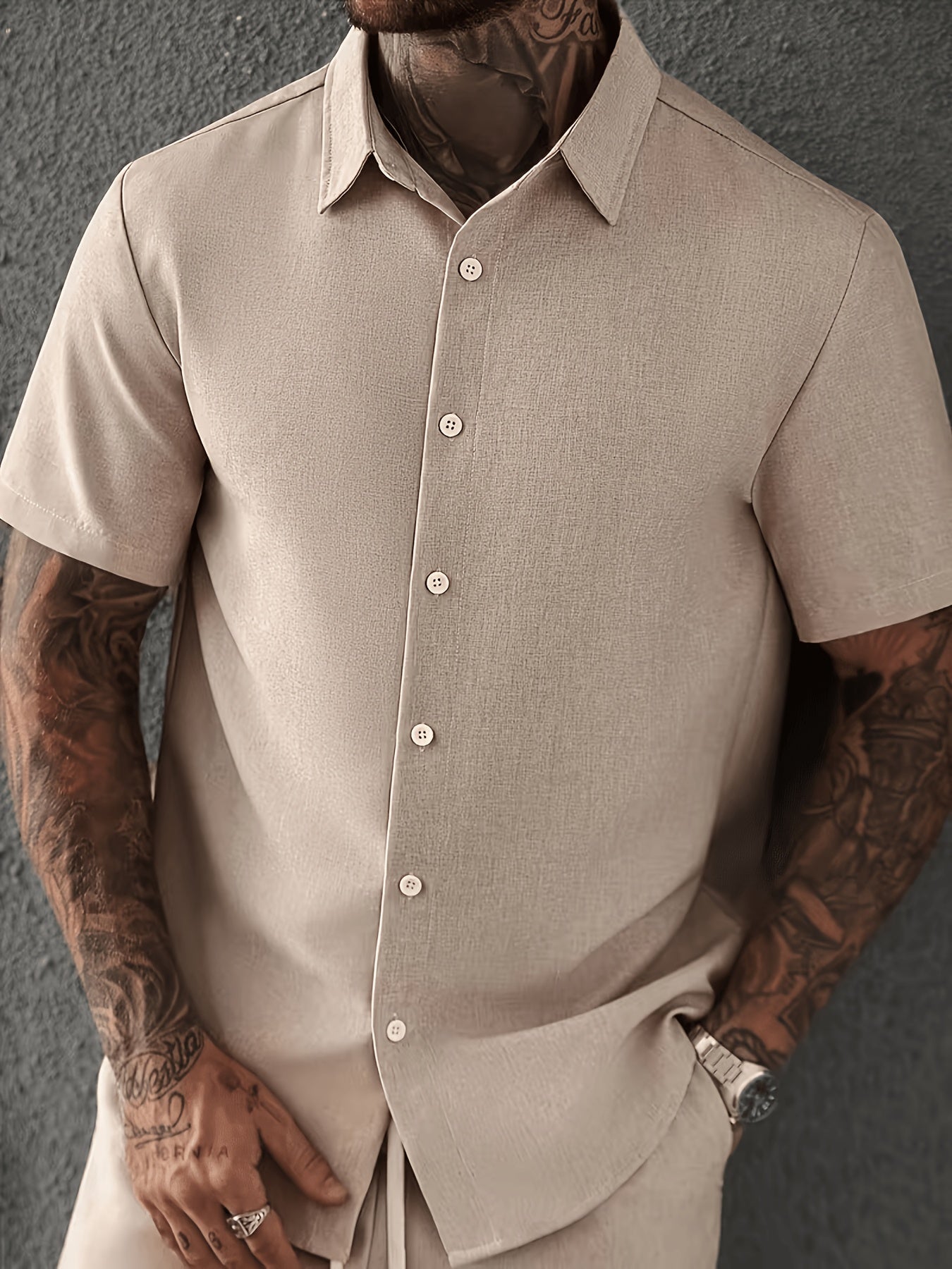 Herren Shirt – Kurzarm Button-Up Lässig Sommer