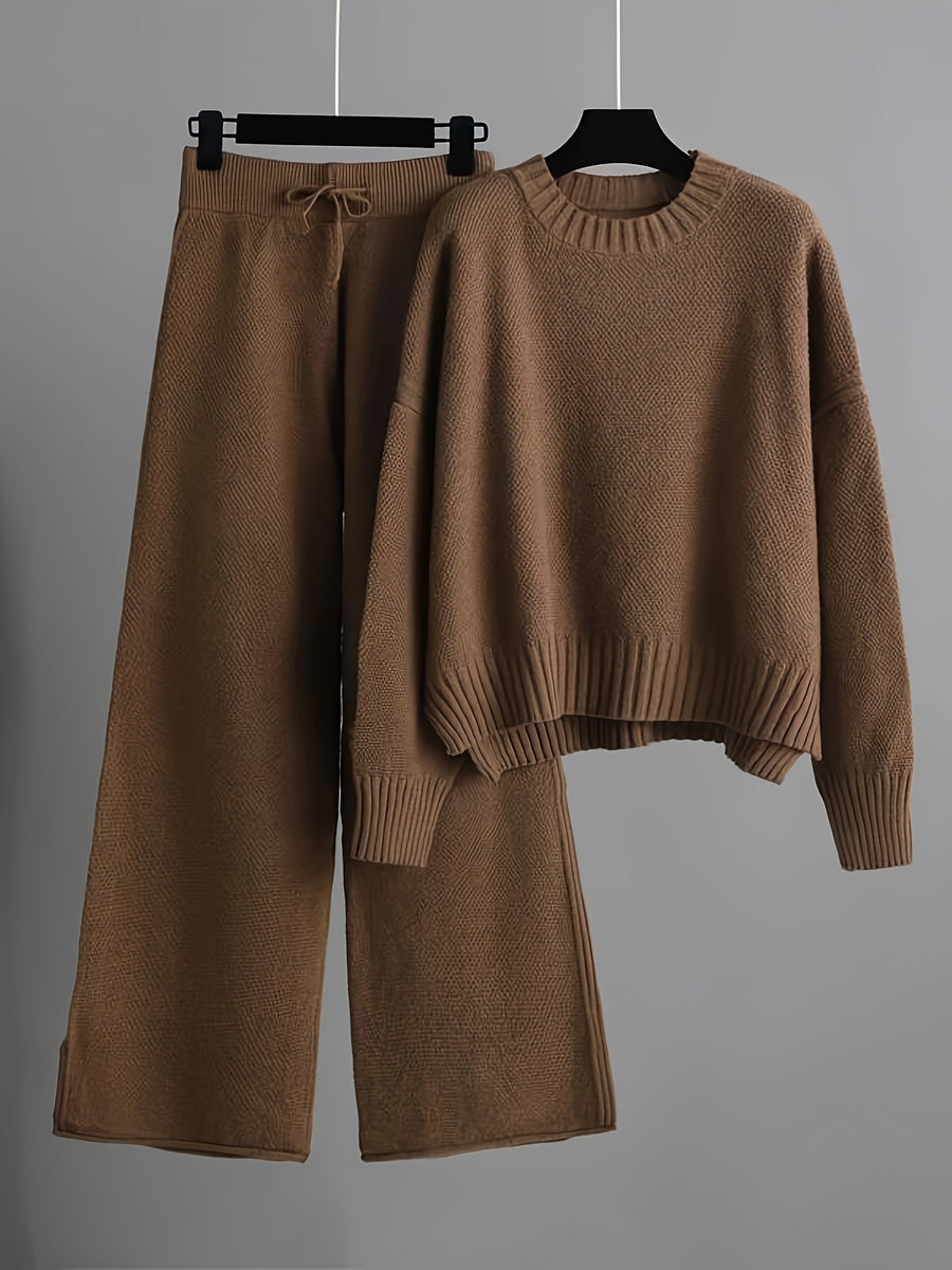 Damen Herbst Winter Set mit Lockerem Pullover und Weiter Hose