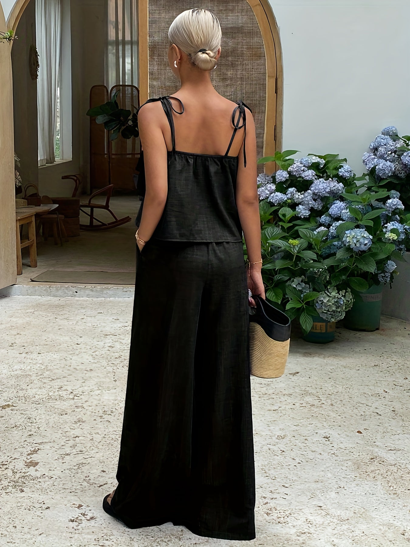 Damen 2-teiliges Set mit Rüschen-Cami und Bindehose