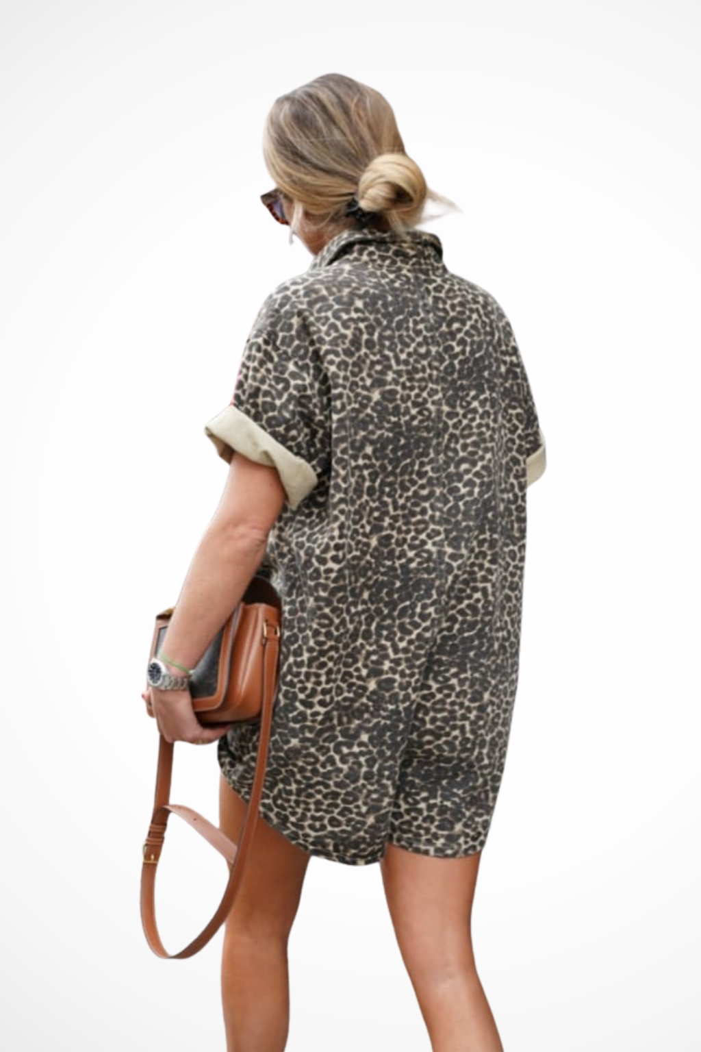 Zaria | Damen Playsuit – Leopardenmuster & Knopfleiste Modern