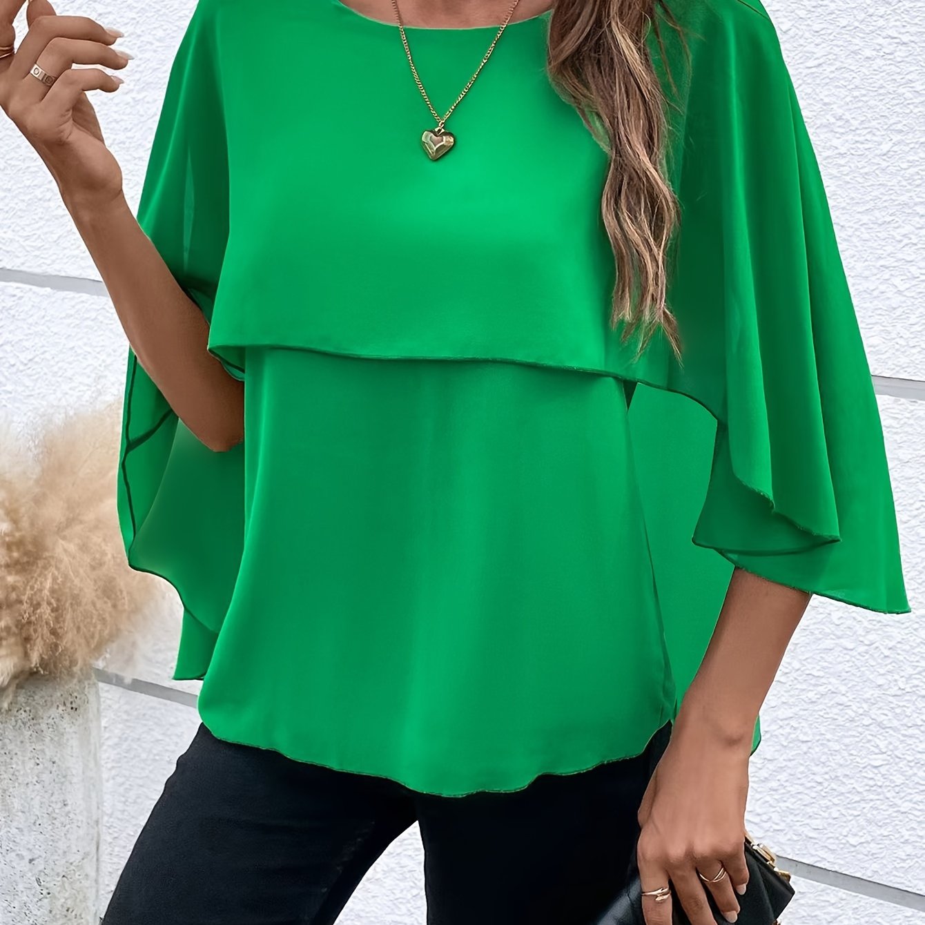 Damen Asymmetrisches Top in Einfarbigem Design