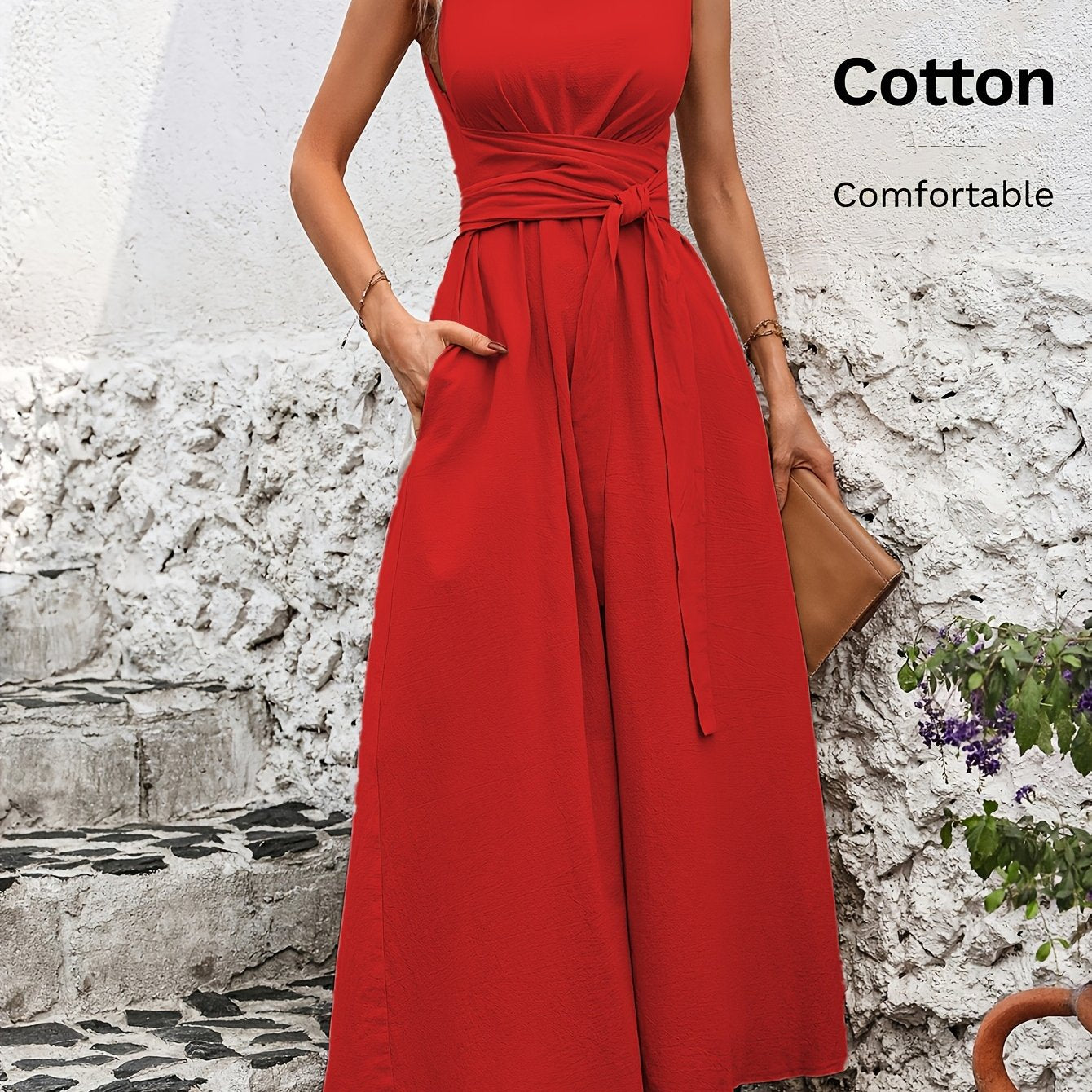 Damen Kleid – Ärmellos mit Schleifendetail Elegant
