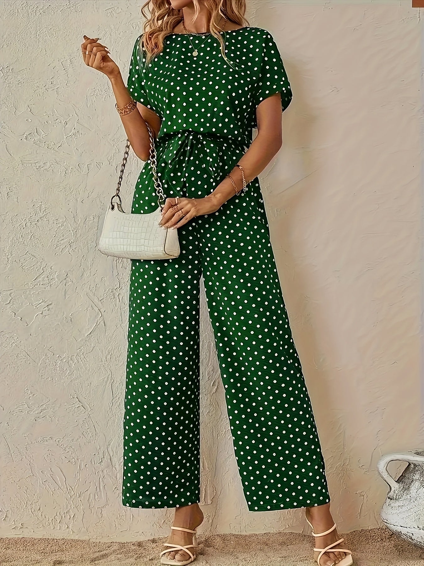Damen Jumpsuit – Polka Dot Schulterfrei Elegant