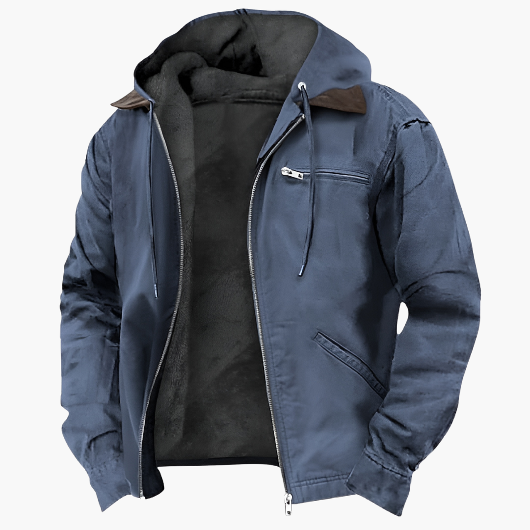 Herrenjacke für Outdoor mit verstellbarer Kapuze und Frontreißverschluss