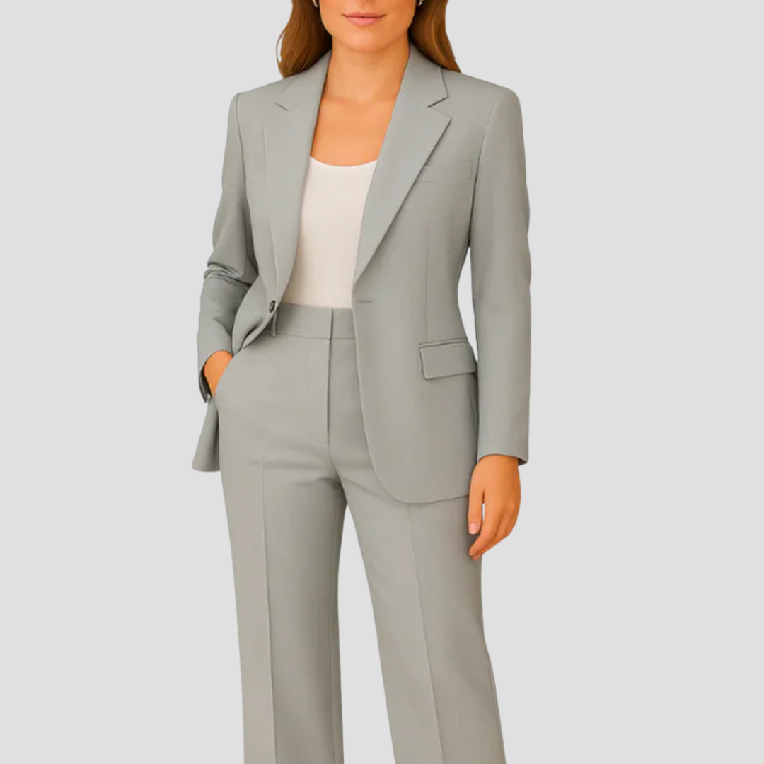 Damen Anzug-Set mit Langem Blazer & Hose