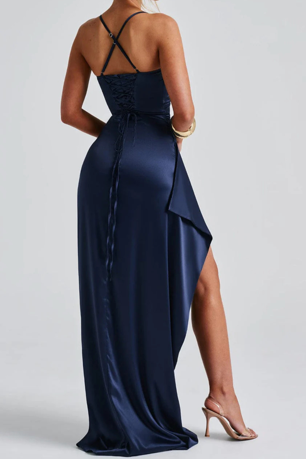 Avelisse Damen Maxikleid – Spaghettiträger & Gerafft mit Schlitz Elegant