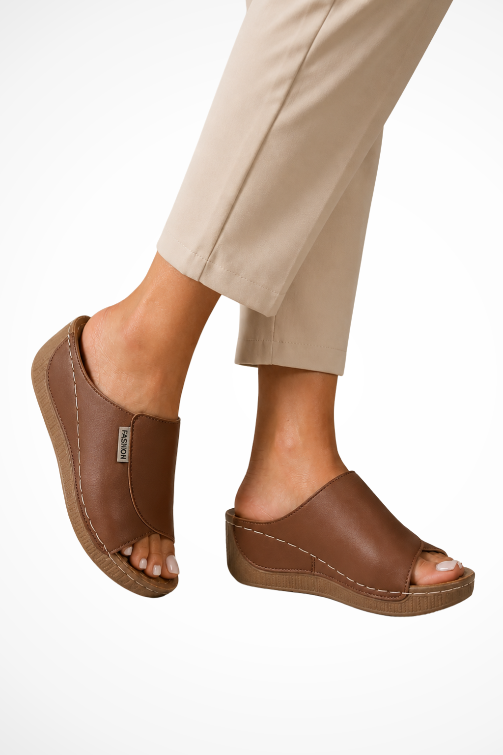 Philippa Damen Keilabsatz Mules – Leder & Offene Zehen
