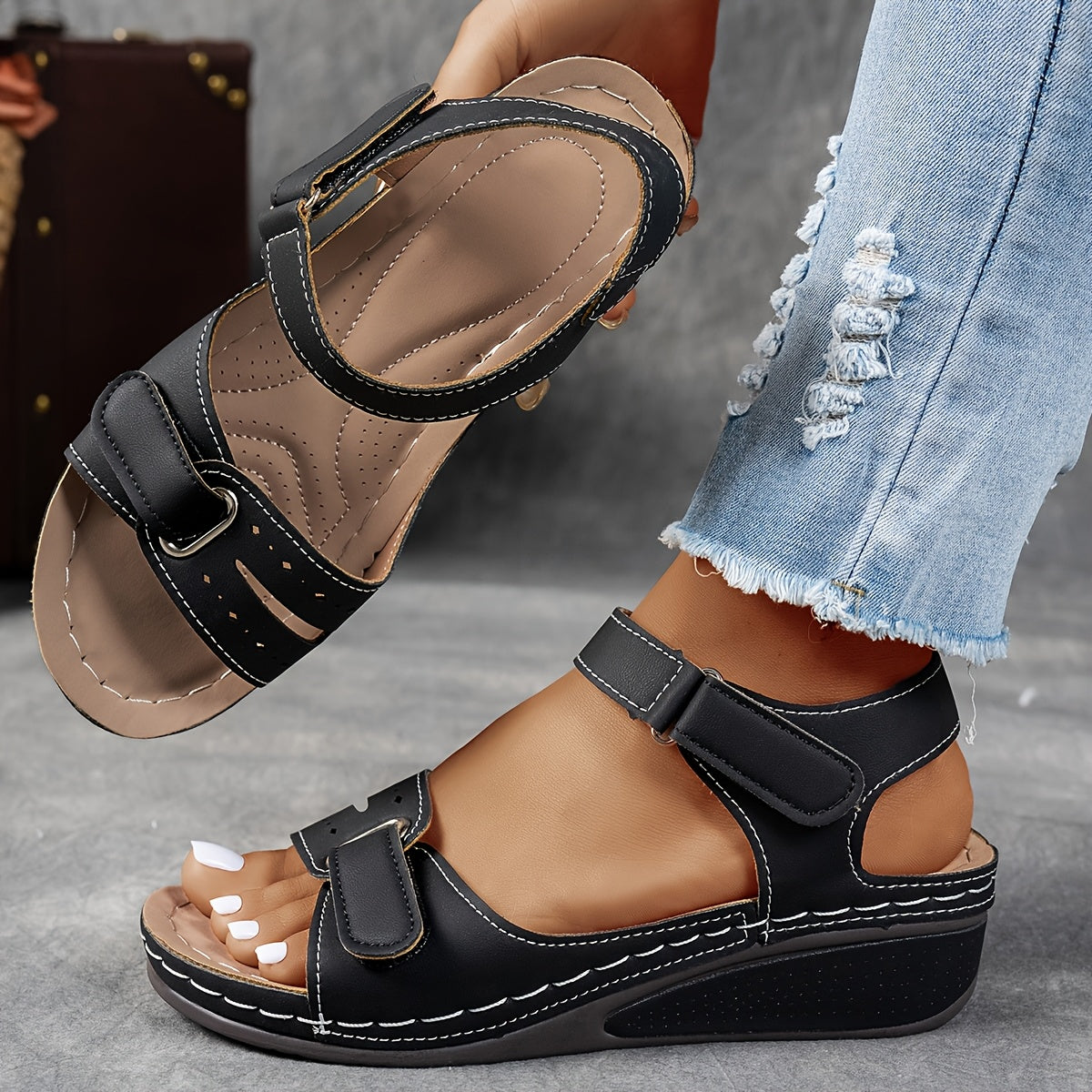 Giorgia Damen Sandalen – Orthopädische Keilsandalen Offen
