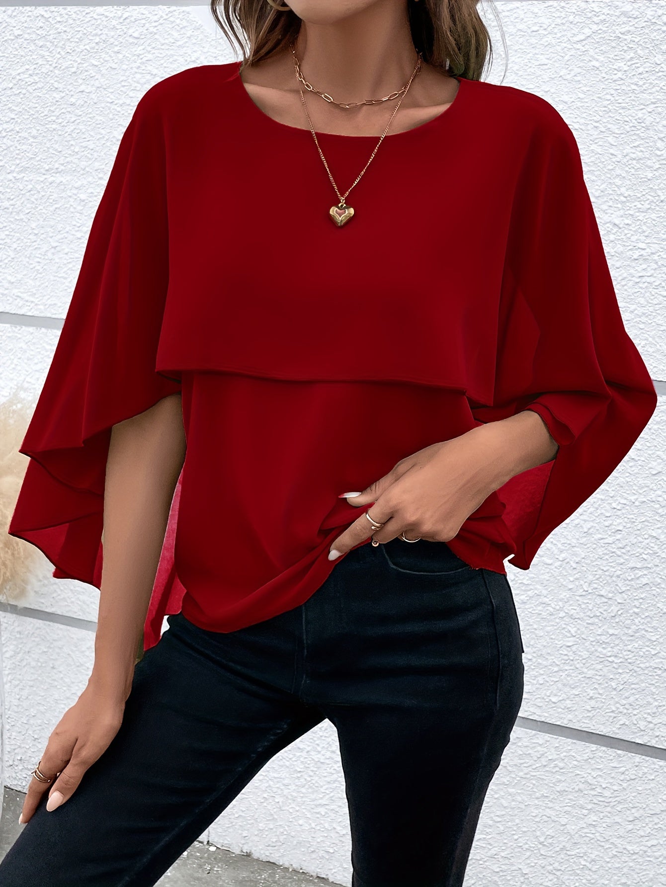 Damen Asymmetrisches Top in Einfarbigem Design