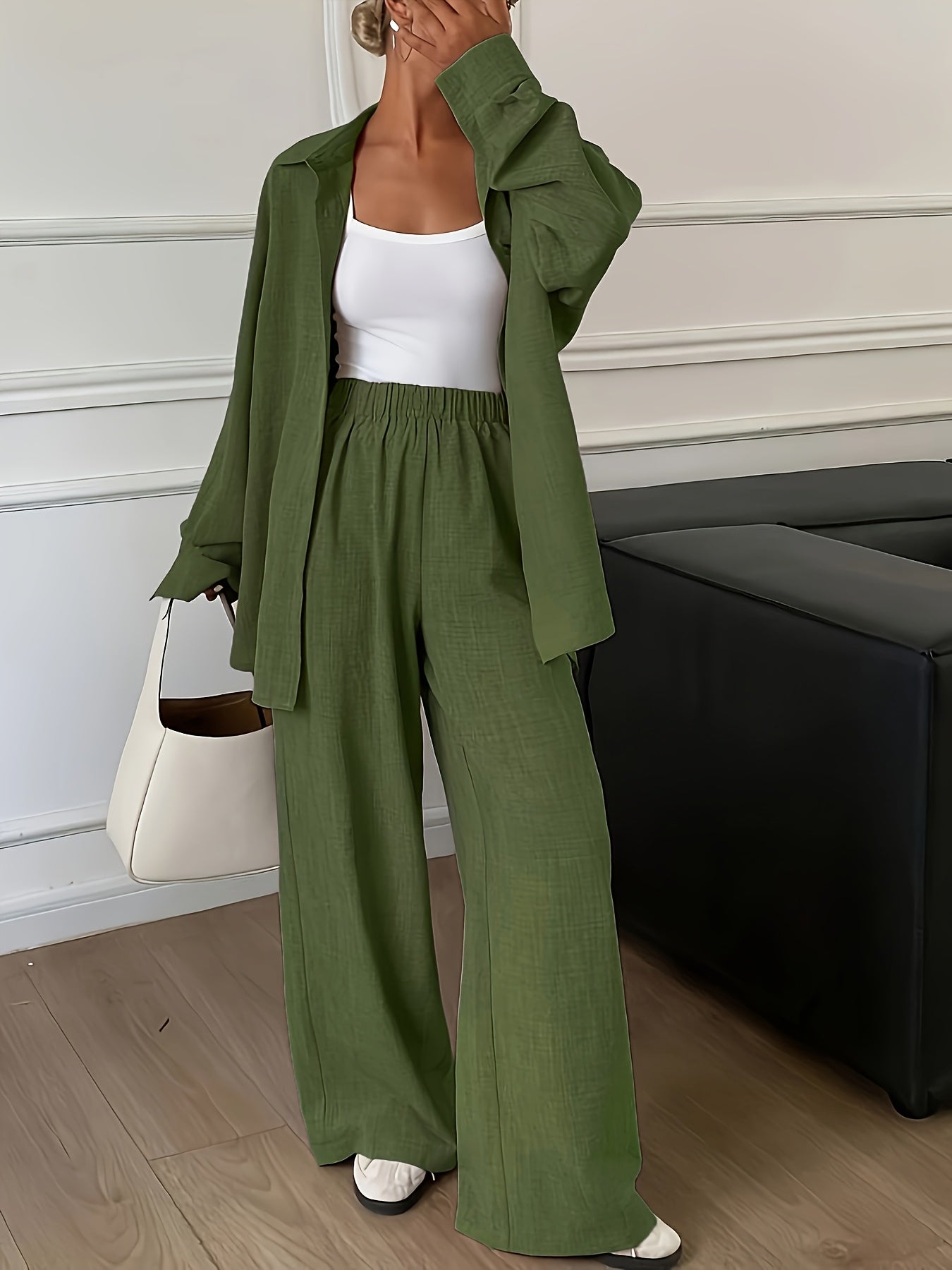 Damen Elegantes Set mit Langarmhemd und Hose