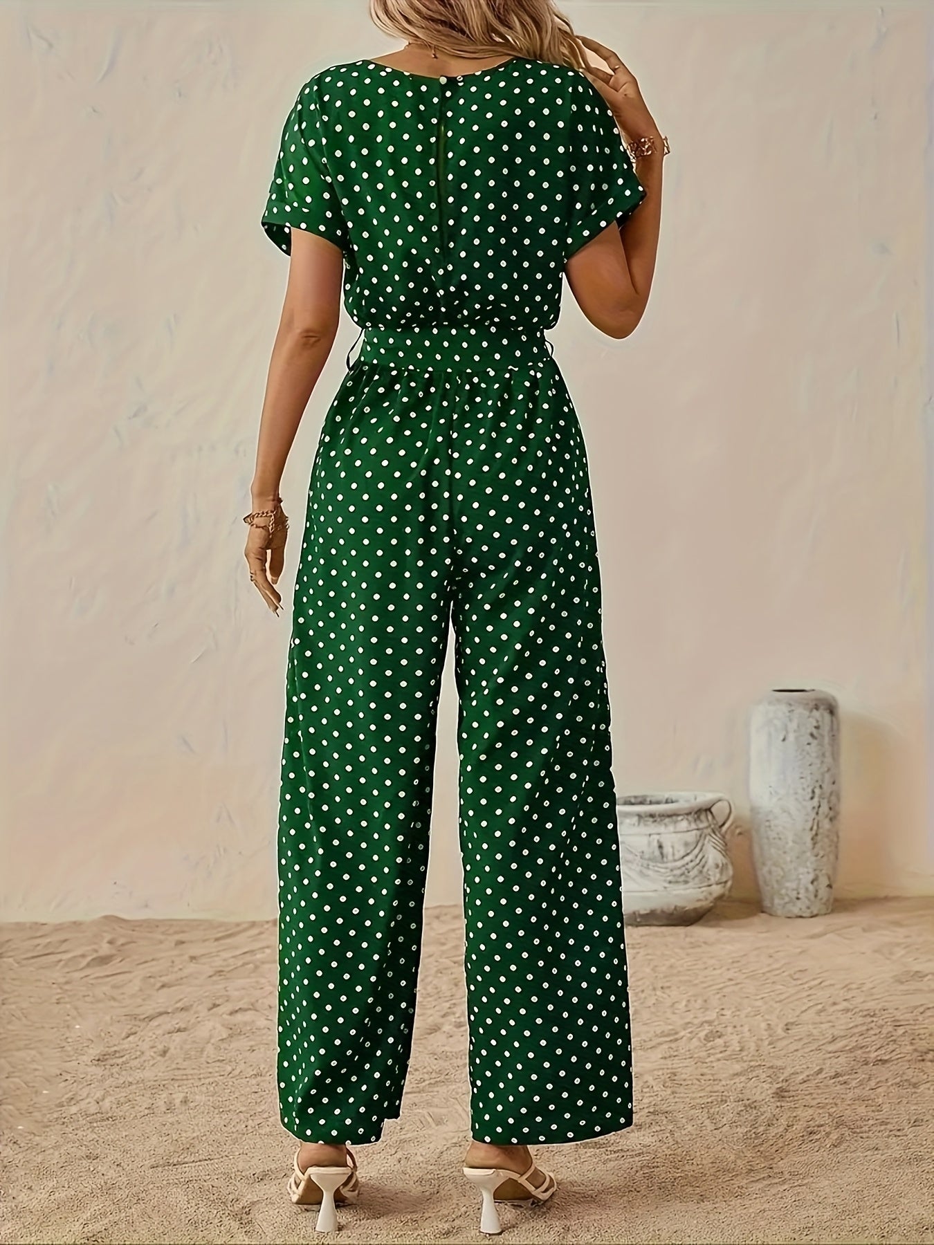 Damen Jumpsuit – Polka Dot Schulterfrei Elegant