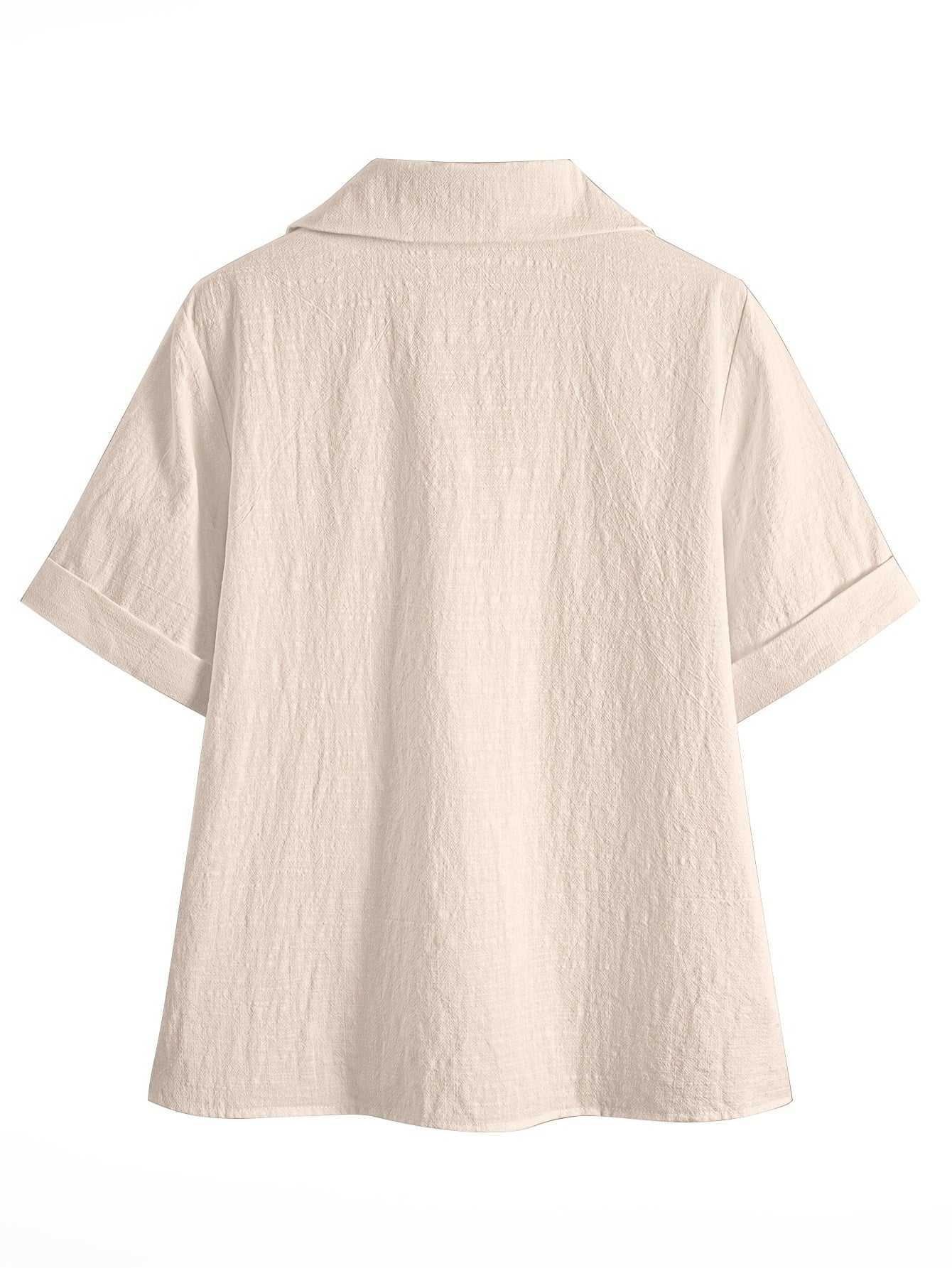 Damen Bluse – Locker & Reverskragen Kurzarm Einfarbig