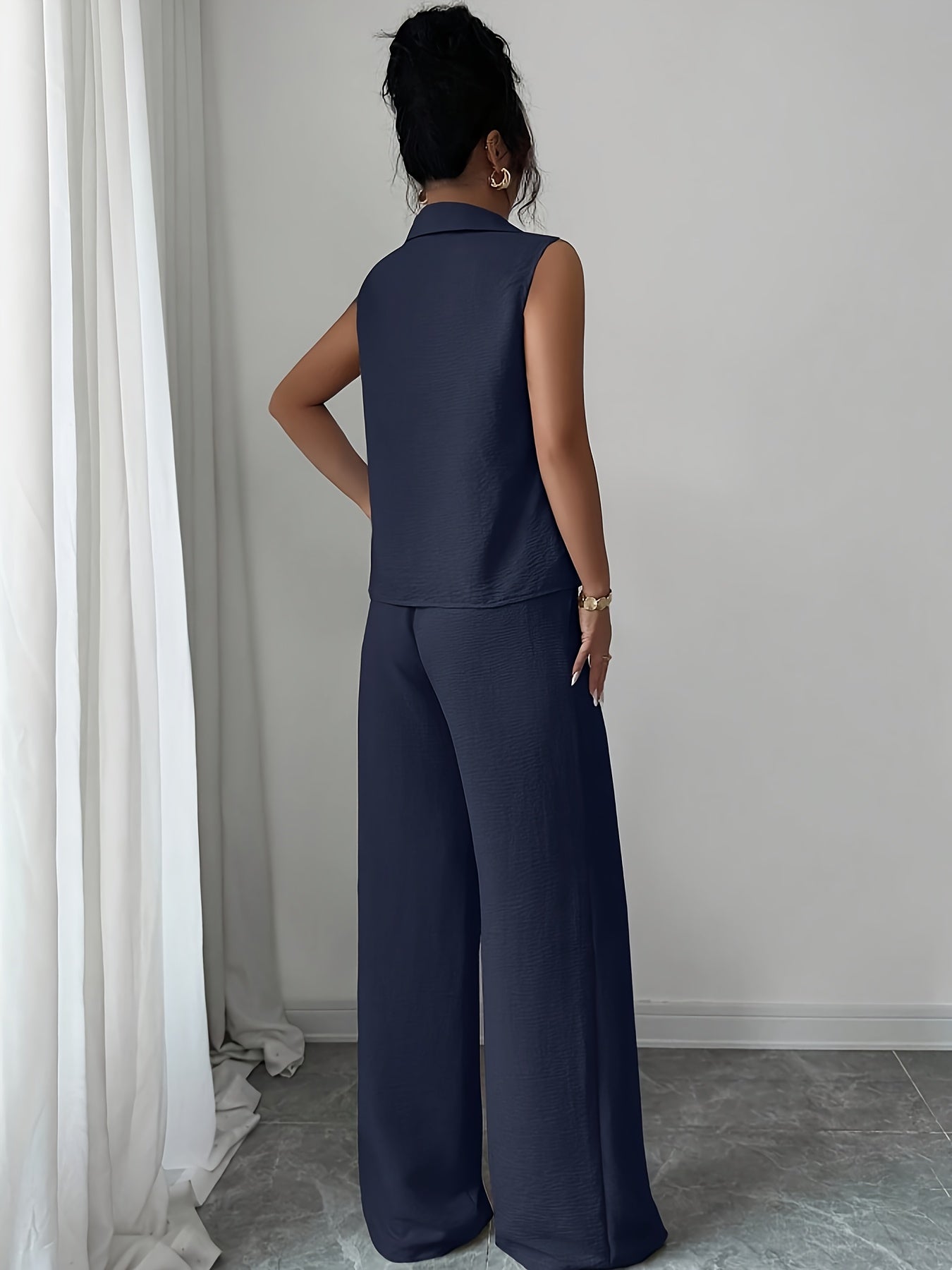 Damen Zweiteiliges Set mit V-Ausschnitt und Gerader Hose