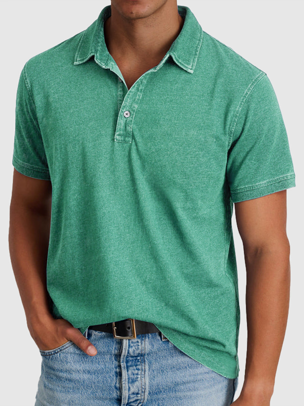 Martin Herren Polo – Baumwoll-Denim Kurzarm Lässig