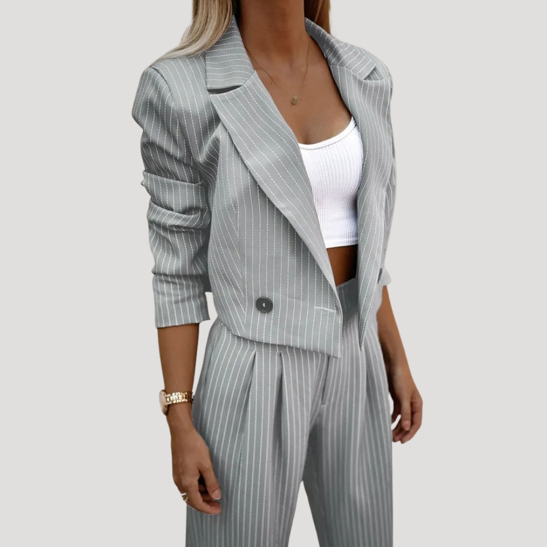 Damen gestreiftes Kostümset – Blazer & Hose