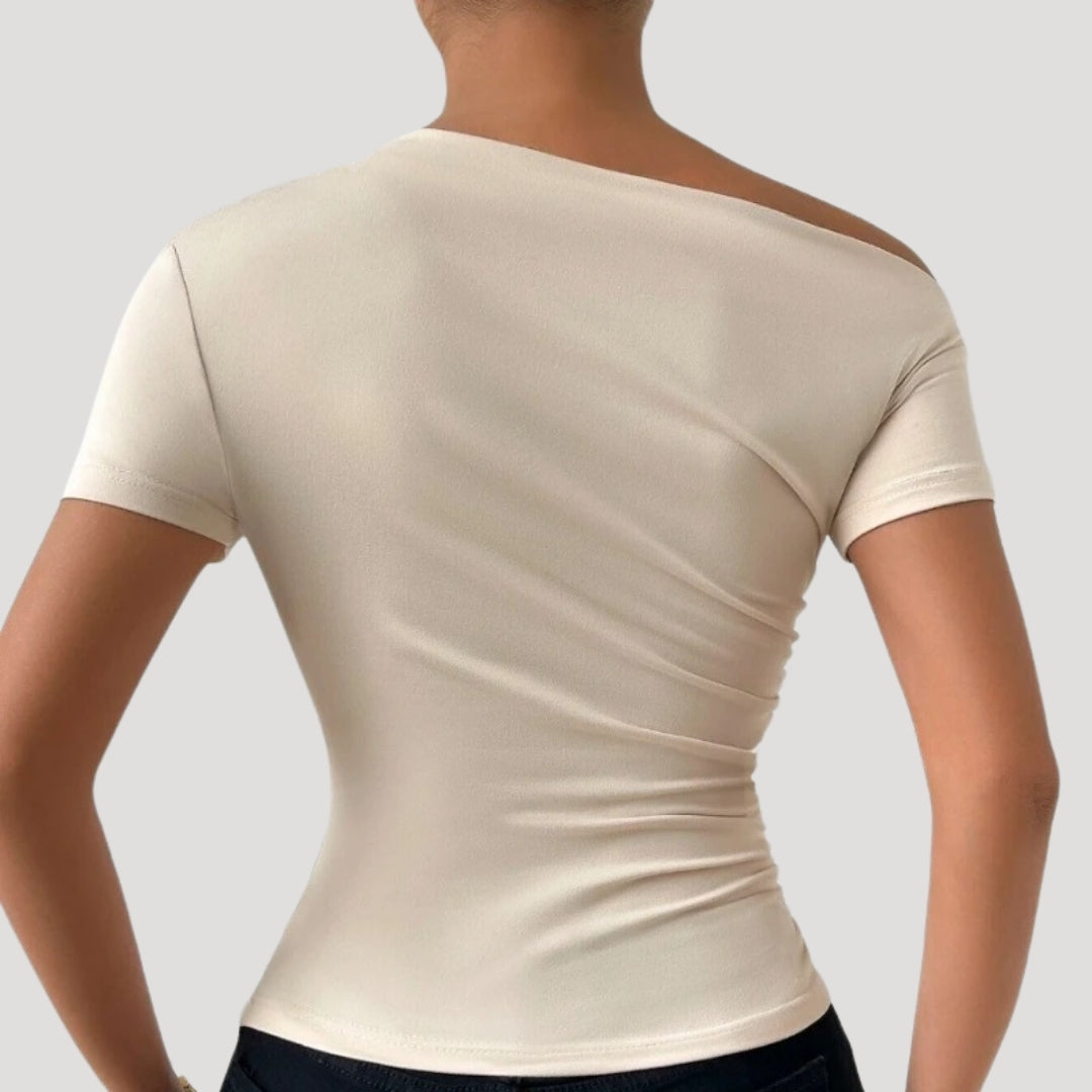 Damen Off-Shoulder Top – Figurbetont & Drapiert