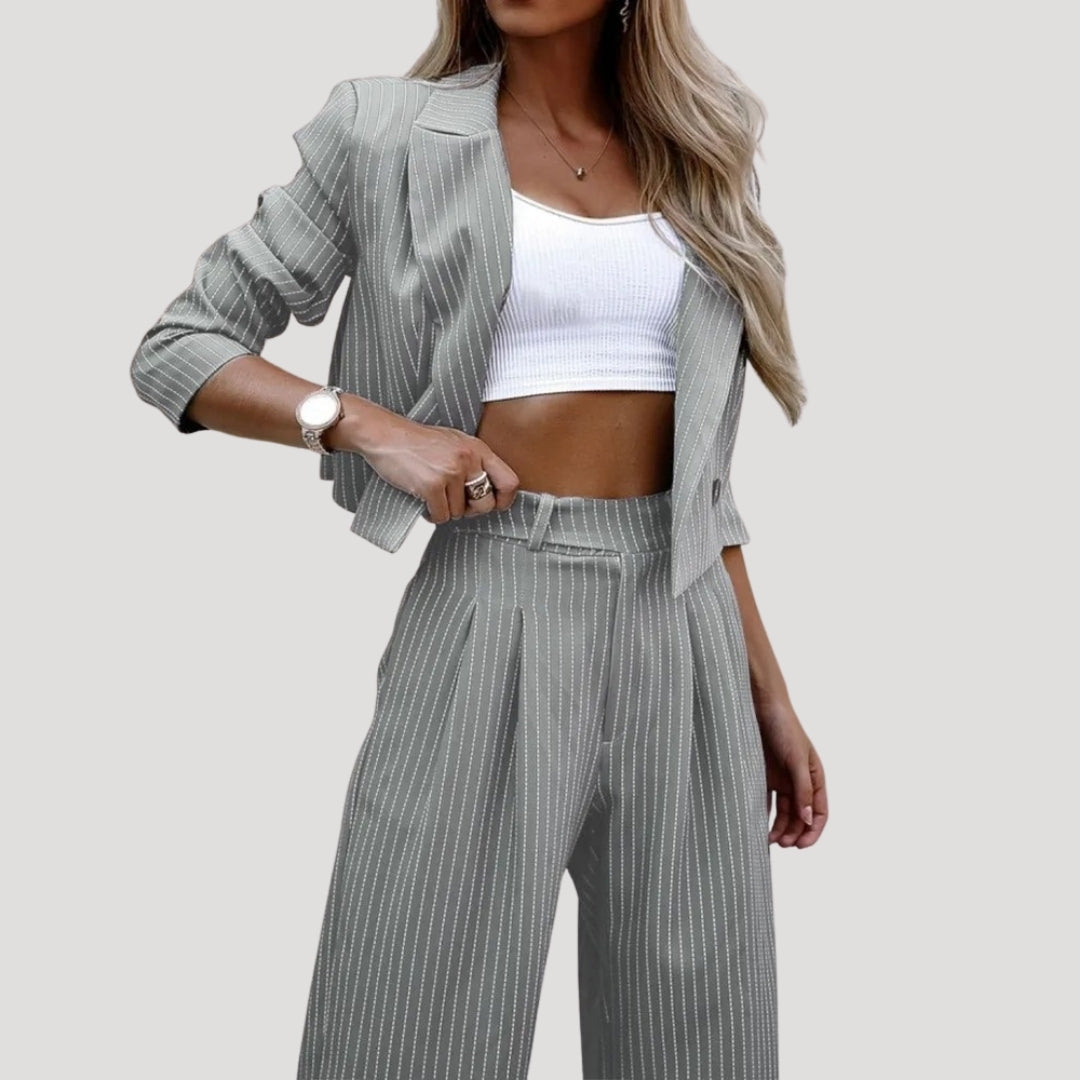 Damen gestreiftes Kostümset – Blazer & Hose