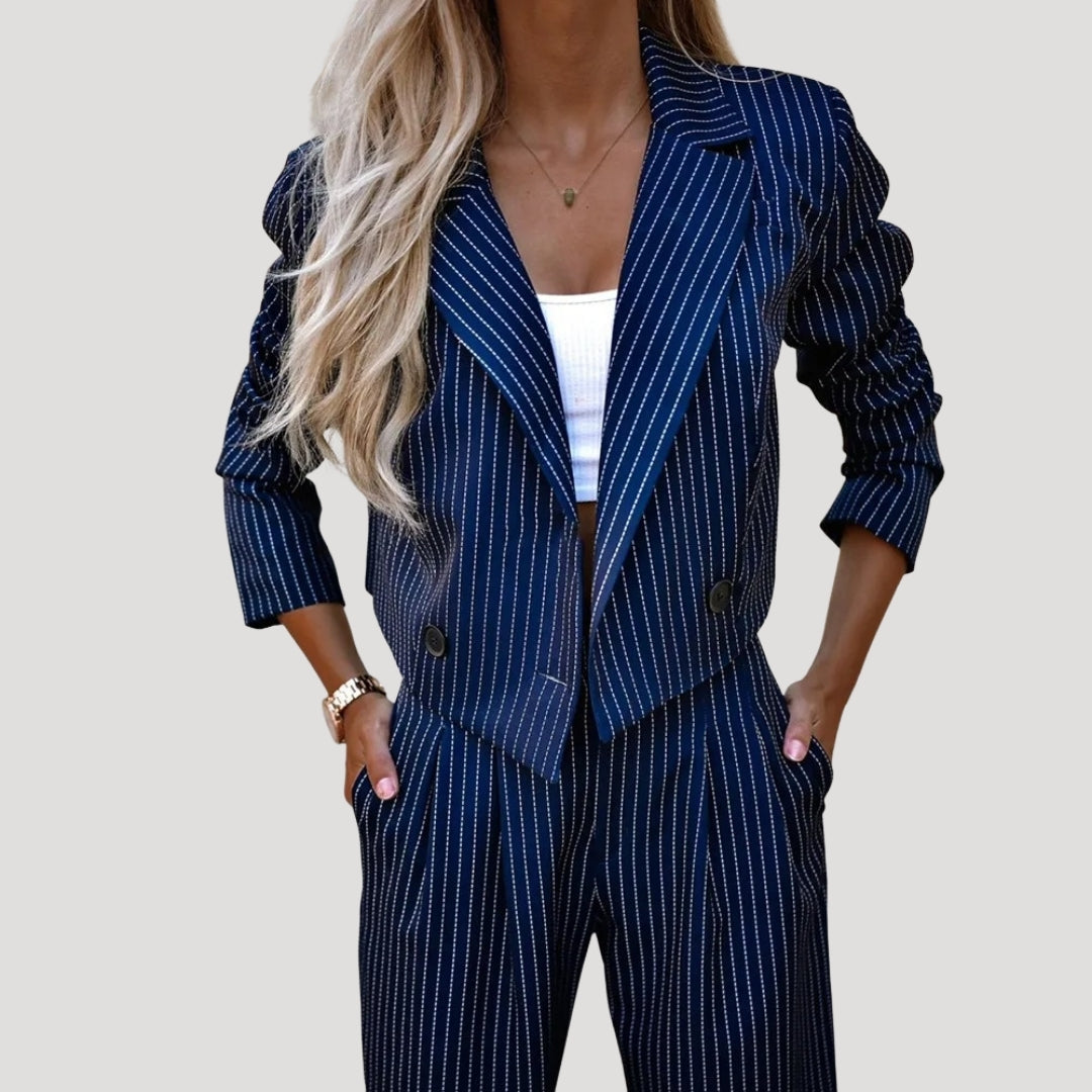 Damen gestreiftes Kostümset – Blazer & Hose