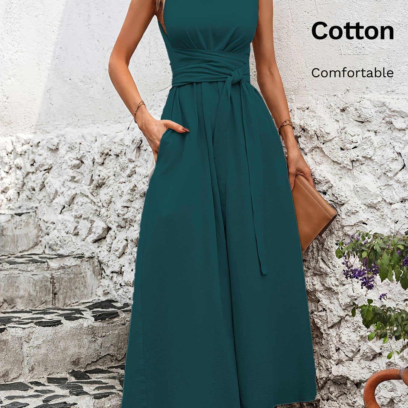 Damen Kleid – Ärmellos mit Schleifendetail Elegant