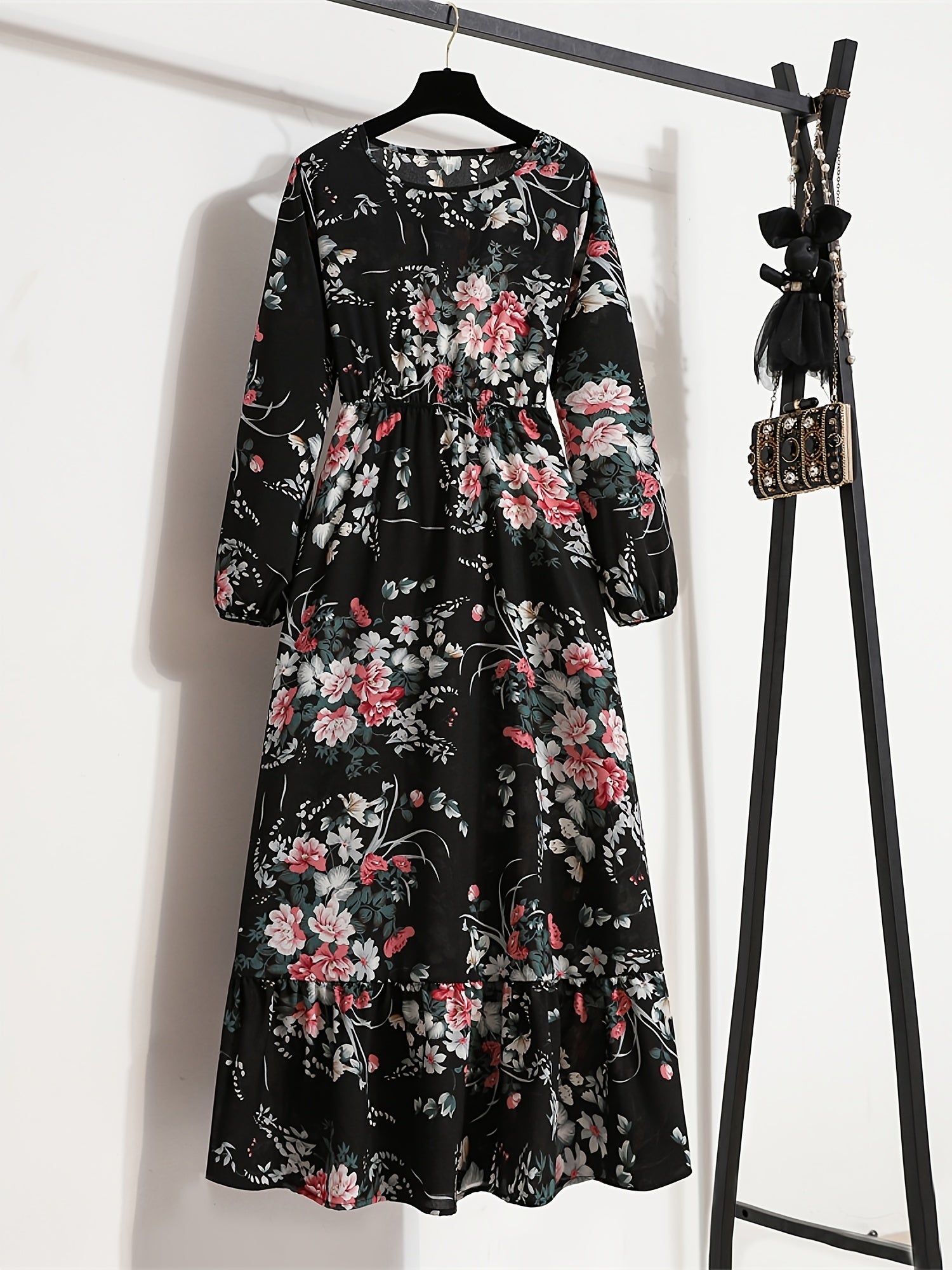 Damen Boho Maxikleid mit Floralprint