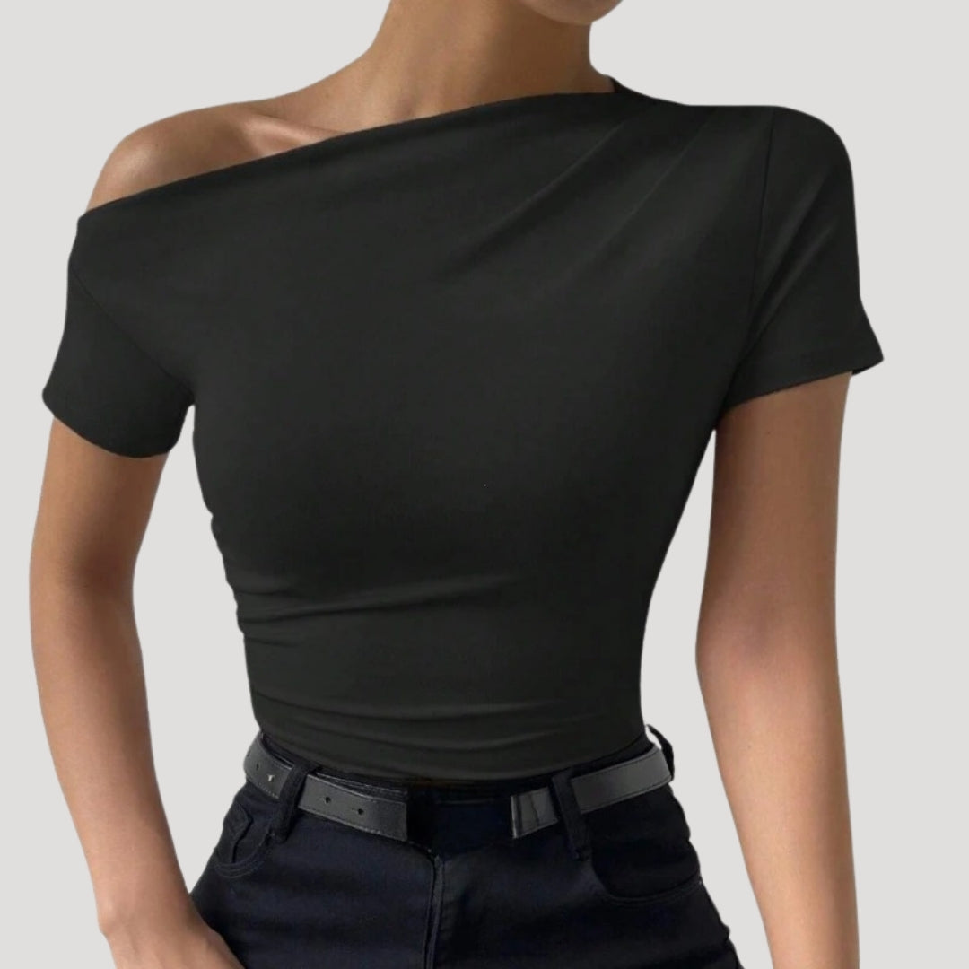 Damen Off-Shoulder Top – Figurbetont & Drapiert