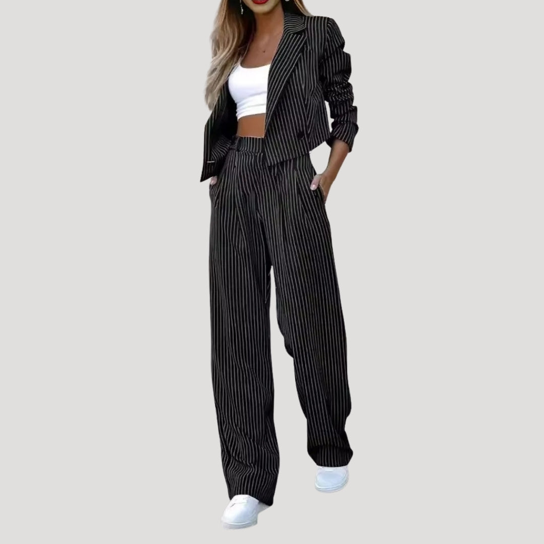 Damen gestreiftes Kostümset – Blazer & Hose