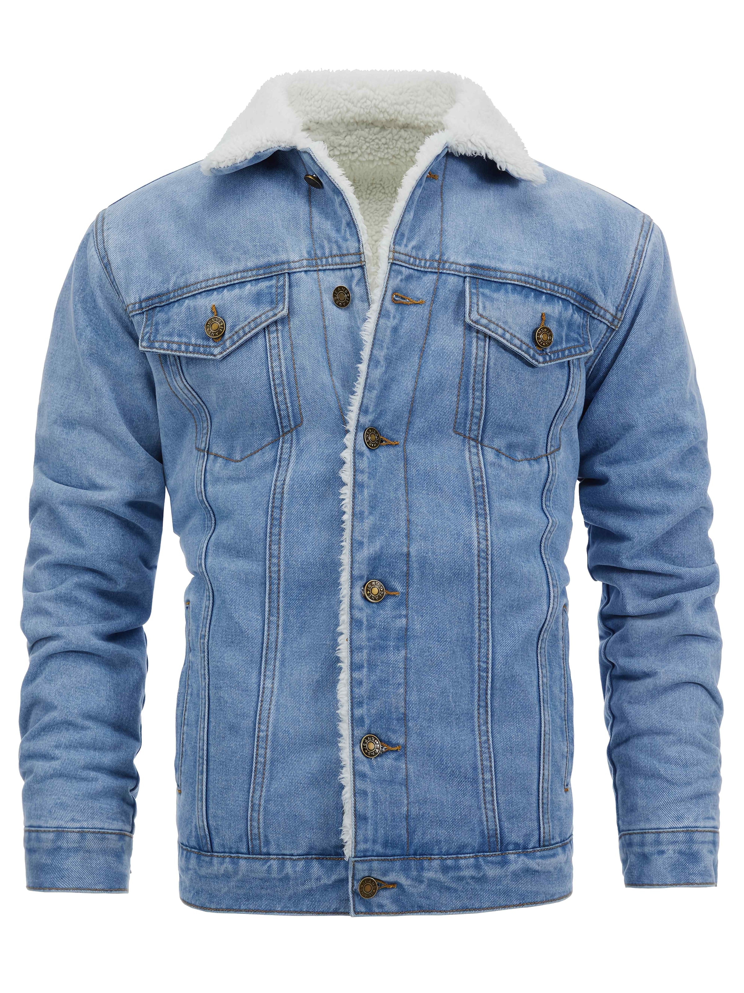 Herren Slim Fit Jeansjacke mit Vintage-Reverskragen