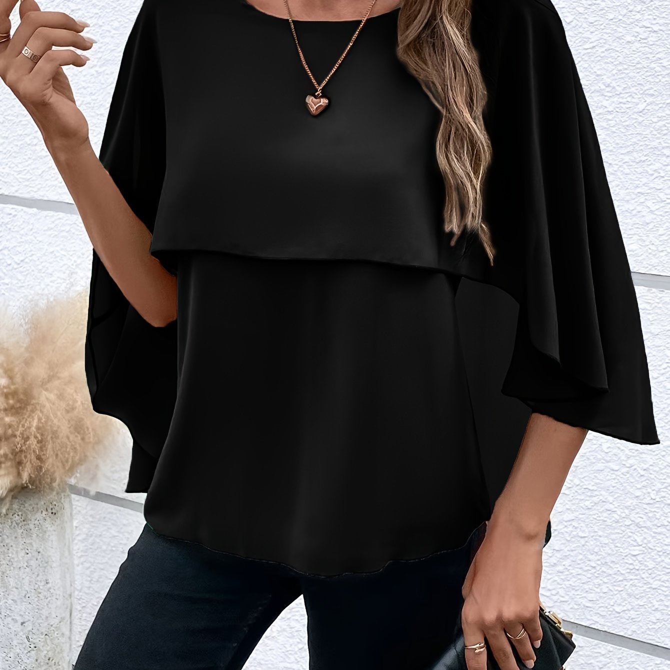 Damen Asymmetrisches Top in Einfarbigem Design