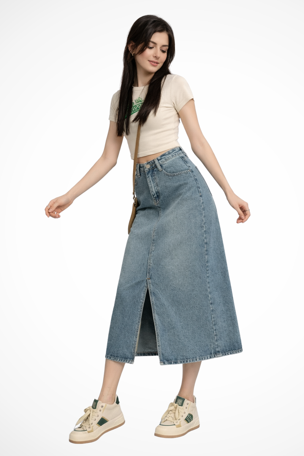 Junia | Damen Jeans Maxirock – Hohe Taille & Schlitz Modern