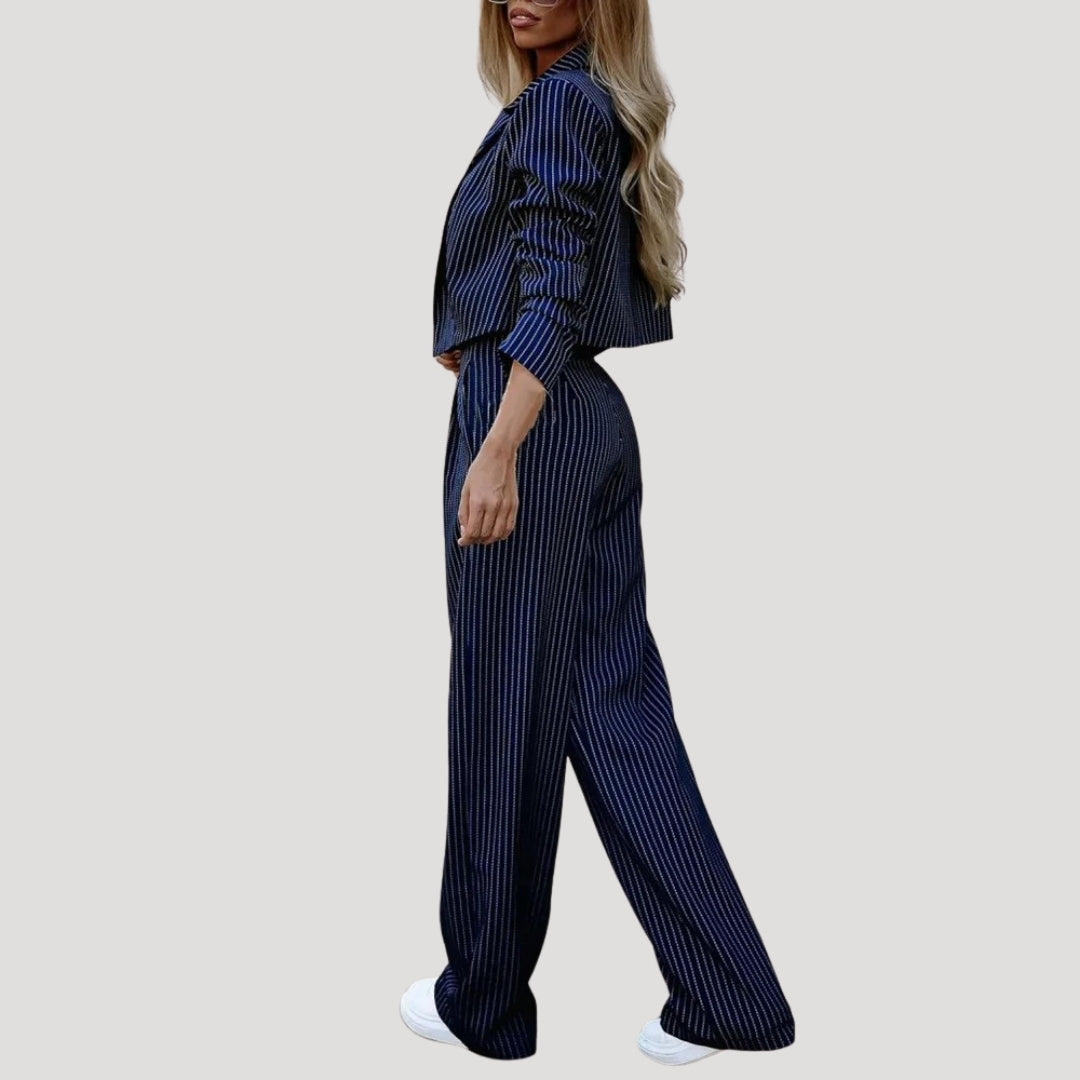 Damen gestreiftes Kostümset – Blazer & Hose