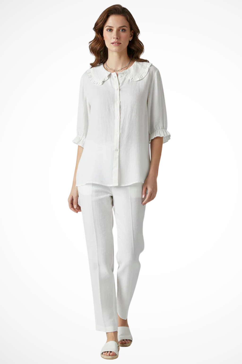 Harriet | Damen Bluse – Rüschenkragen & Volantärmel Elegant