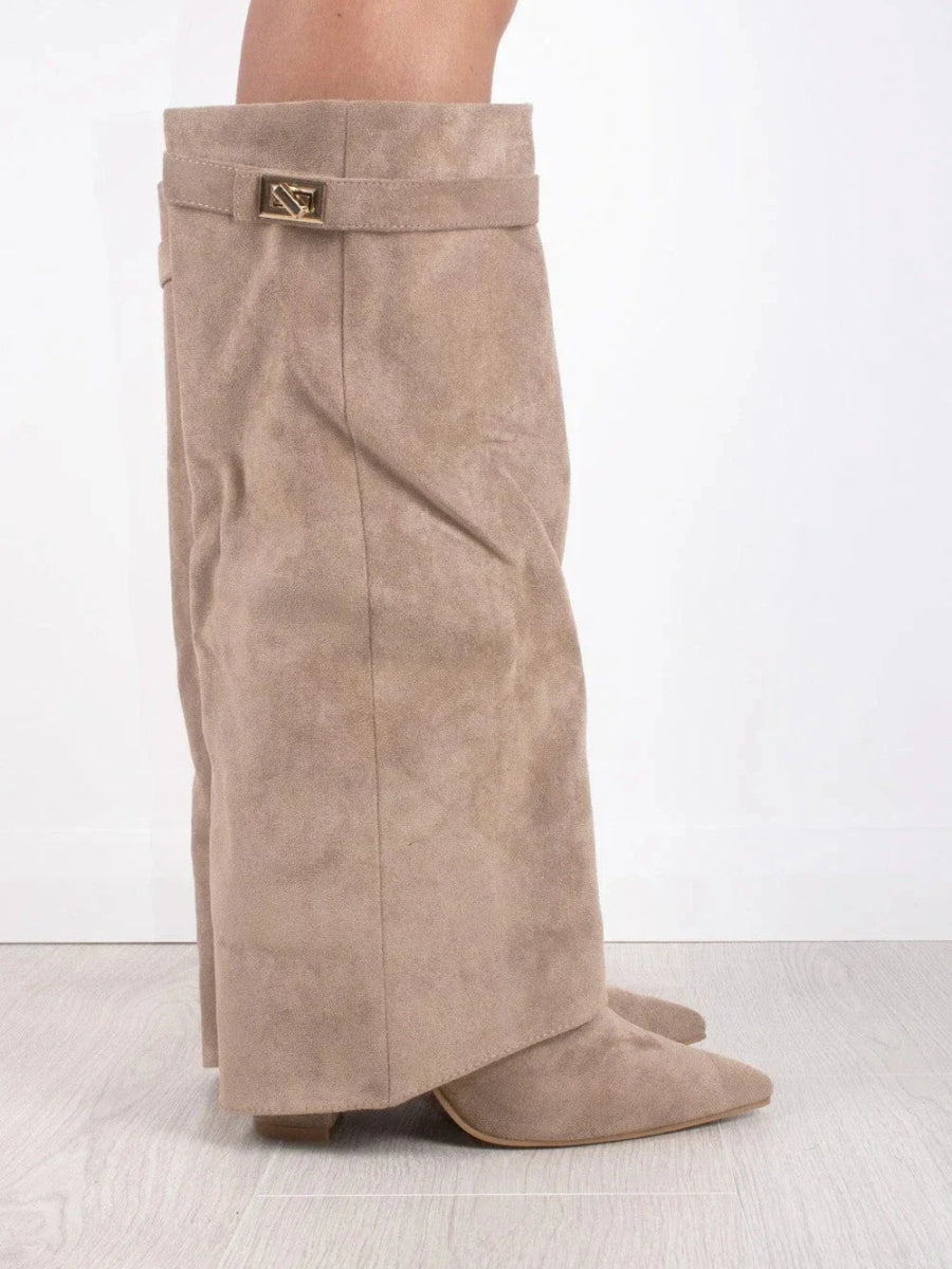 Evy Damenstiefel – Suede & Goldene Details Elegant