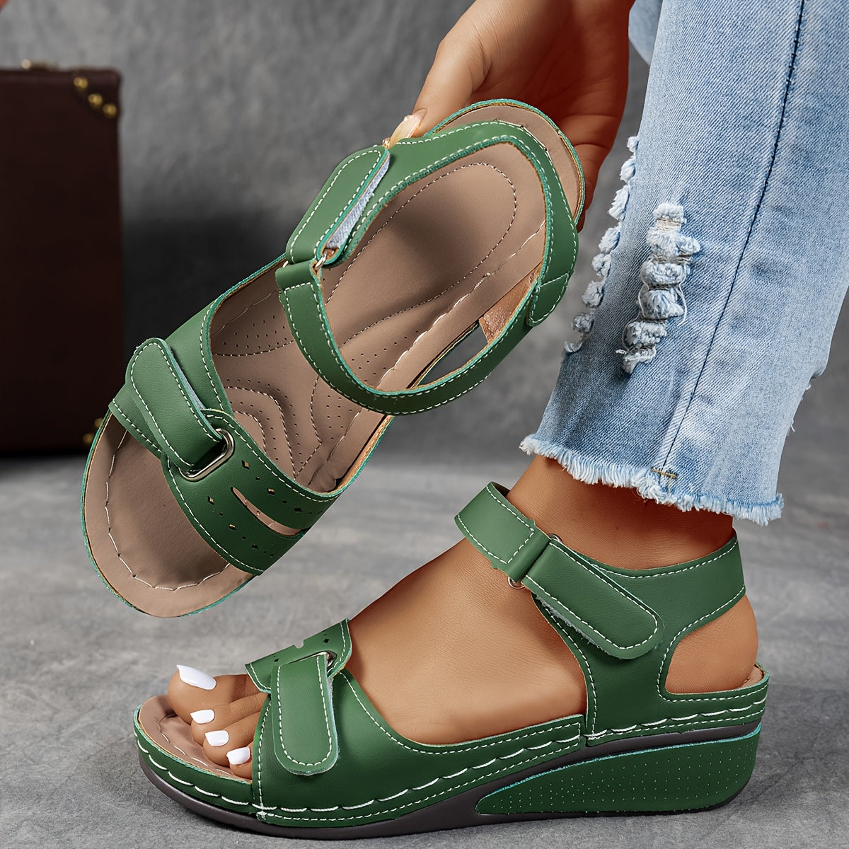 Giorgia Damen Sandalen – Orthopädische Keilsandalen Offen