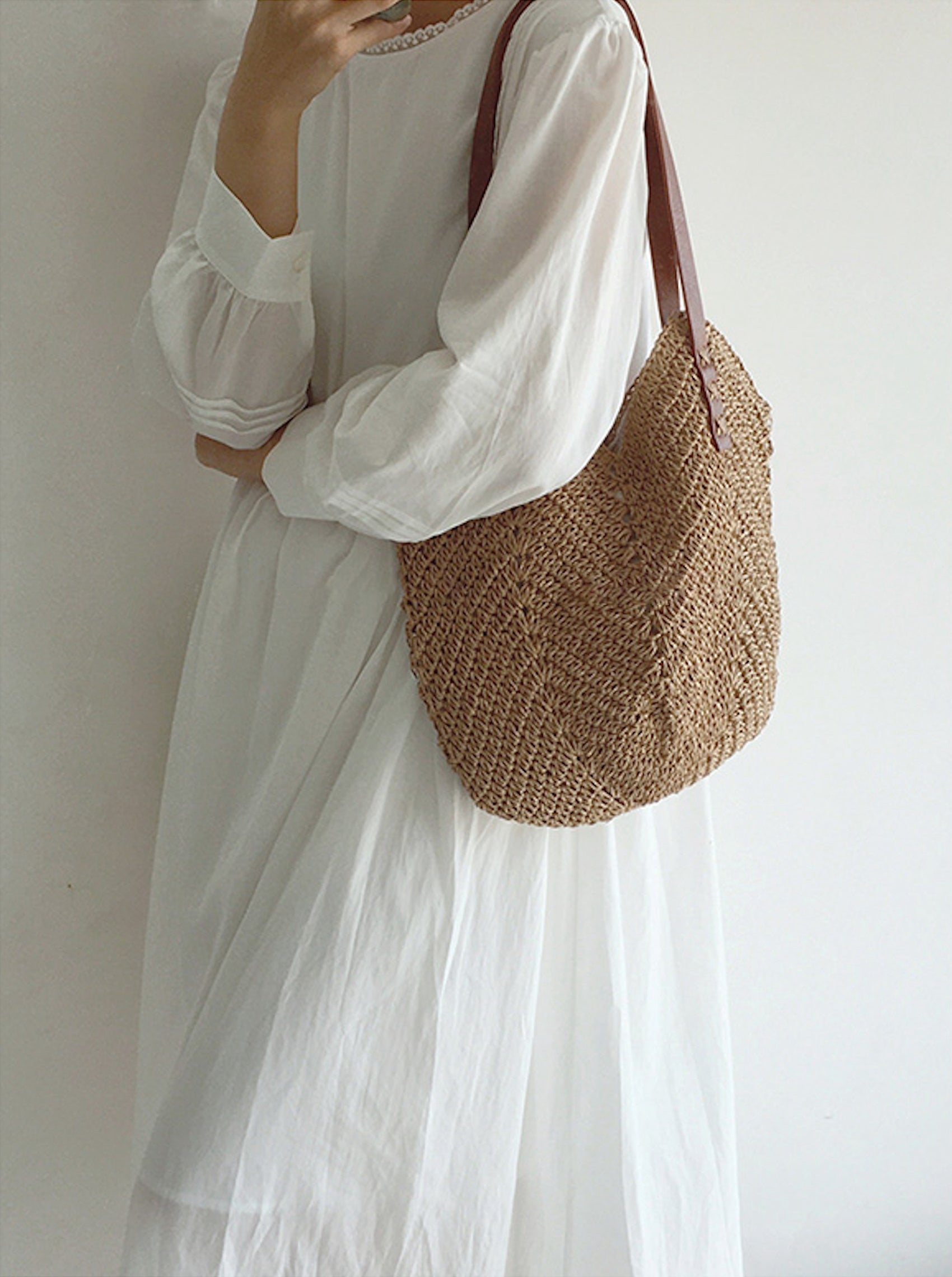 Damen Straw Tote Bag – Gewebte Sommertas für Strand & Urlaub