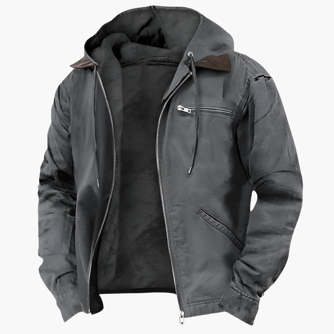 Herrenjacke für Outdoor mit verstellbarer Kapuze und Frontreißverschluss