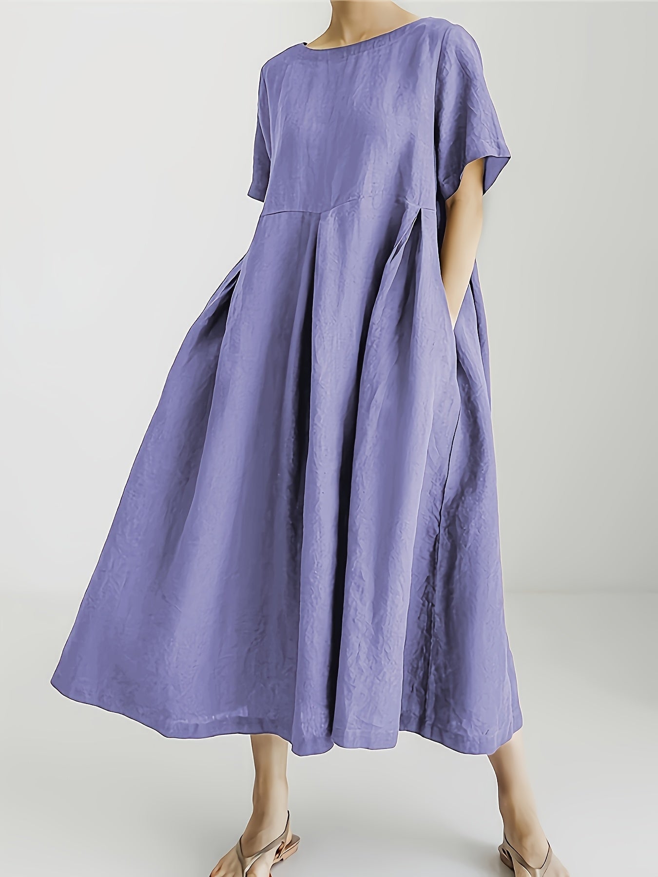 Damen Lockeres Leinenkleid für Frühling und Sommer
