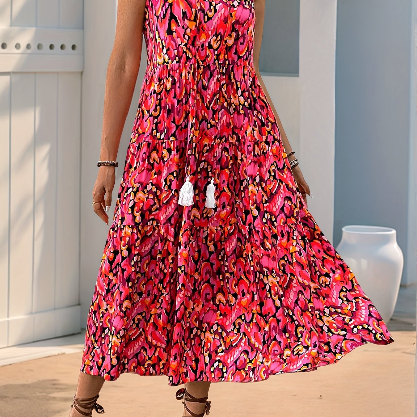 Damen Vielseitiges Wickelkleid mit Multiway-Design