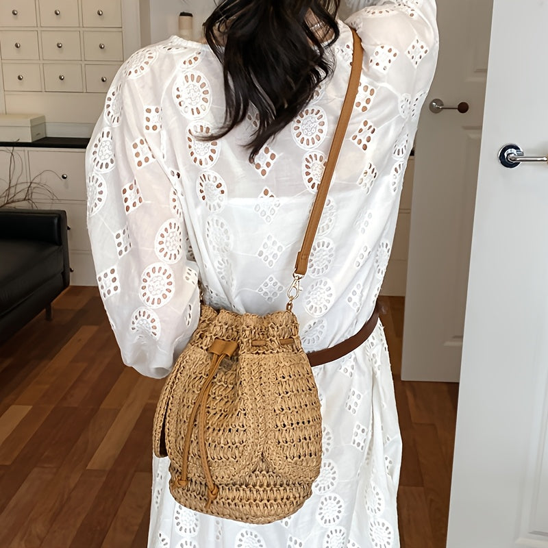 Perfect Lily™ | Damen Bucket Bag Faux Stroh für Strand & Alltag