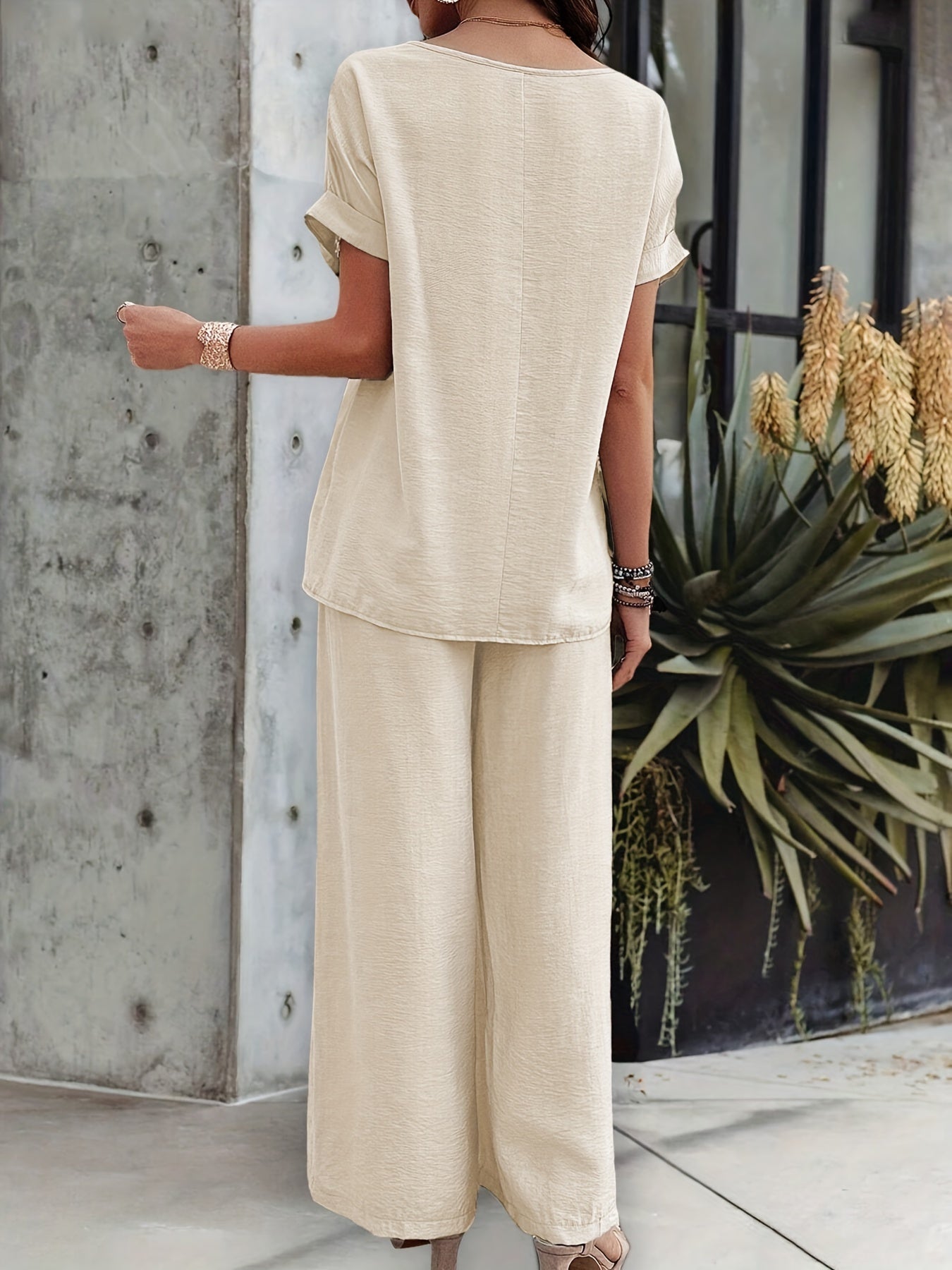 Damen Elegantes Set mit Kurzarmtop und Hose