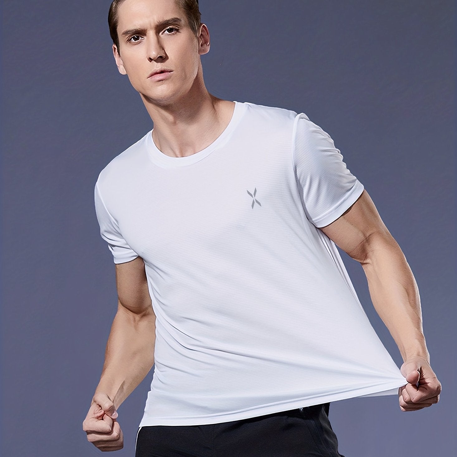 Herren Leichtes Quick-Dry Sportshirt mit Rundhals