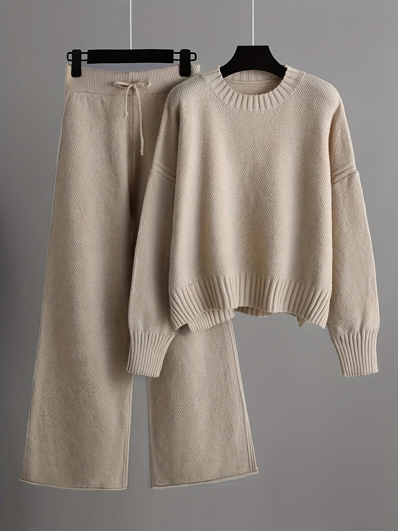 Damen Herbst Winter Set mit Lockerem Pullover und Weiter Hose