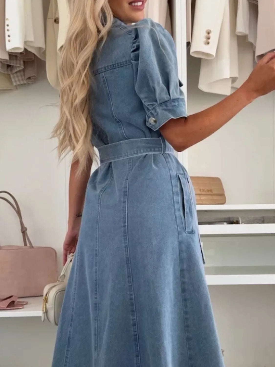 Anna | Damen Maxi-Jeanskleid mit Ärmeln
