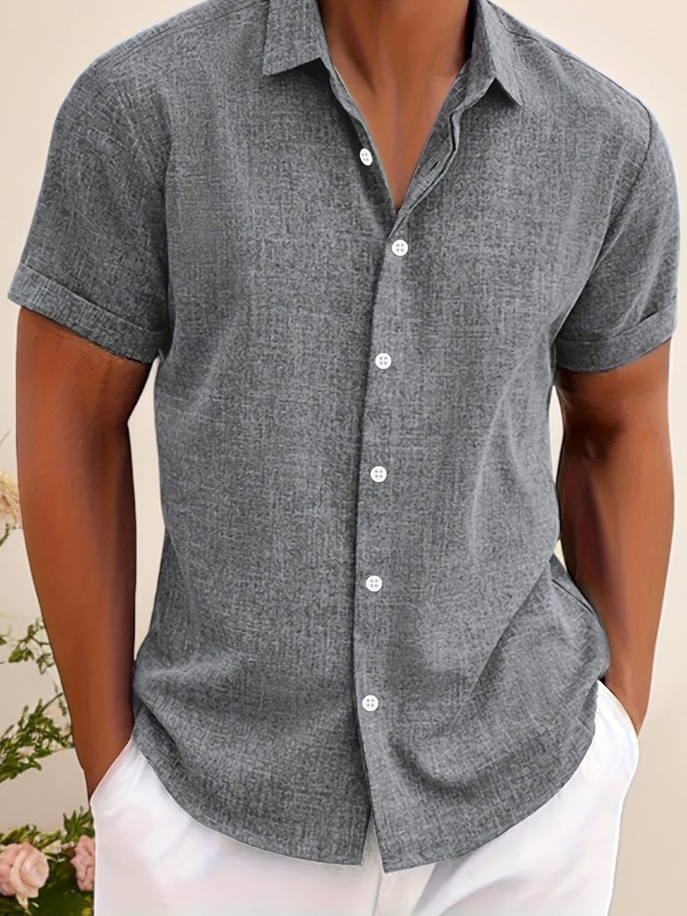 Herren Shirt – Kurzarm Button-Up Lässig Sommer