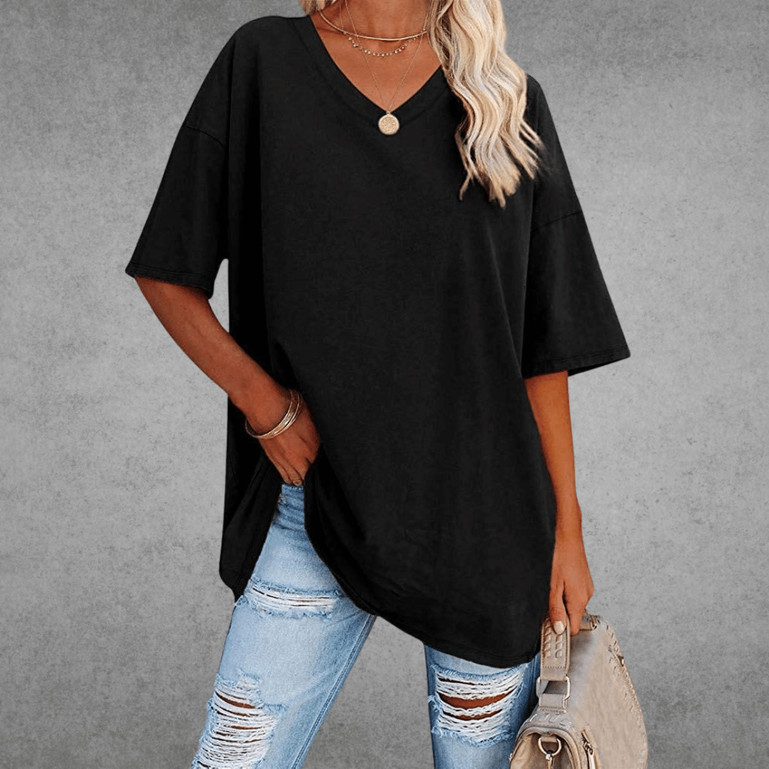 Ease Damen T-Shirt – Oversize V-Ausschnitt & Drop Shoulder