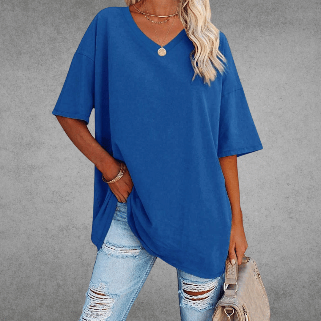 Ease Damen T-Shirt – Oversize V-Ausschnitt & Drop Shoulder