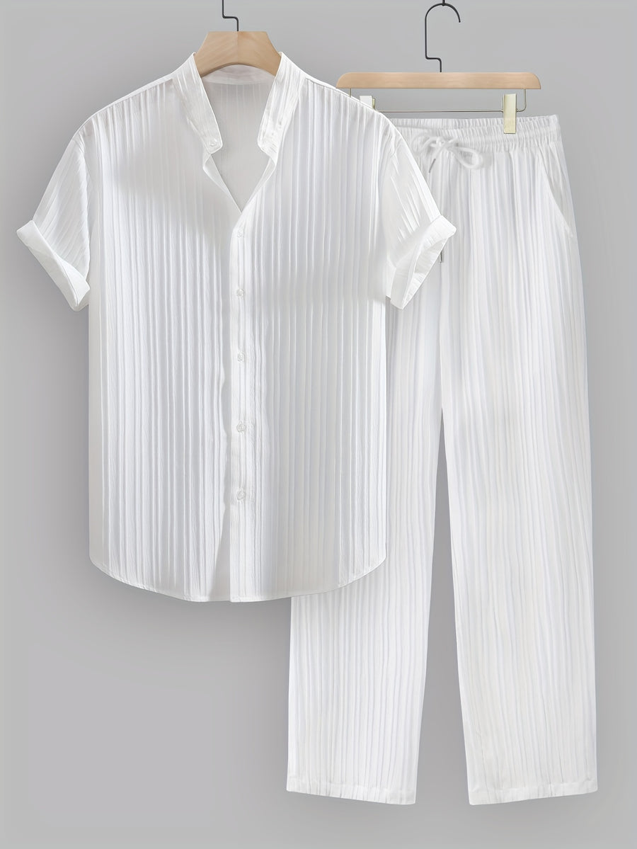 Herren Sommer Set mit Kurzarmhemd und Kordelzughose