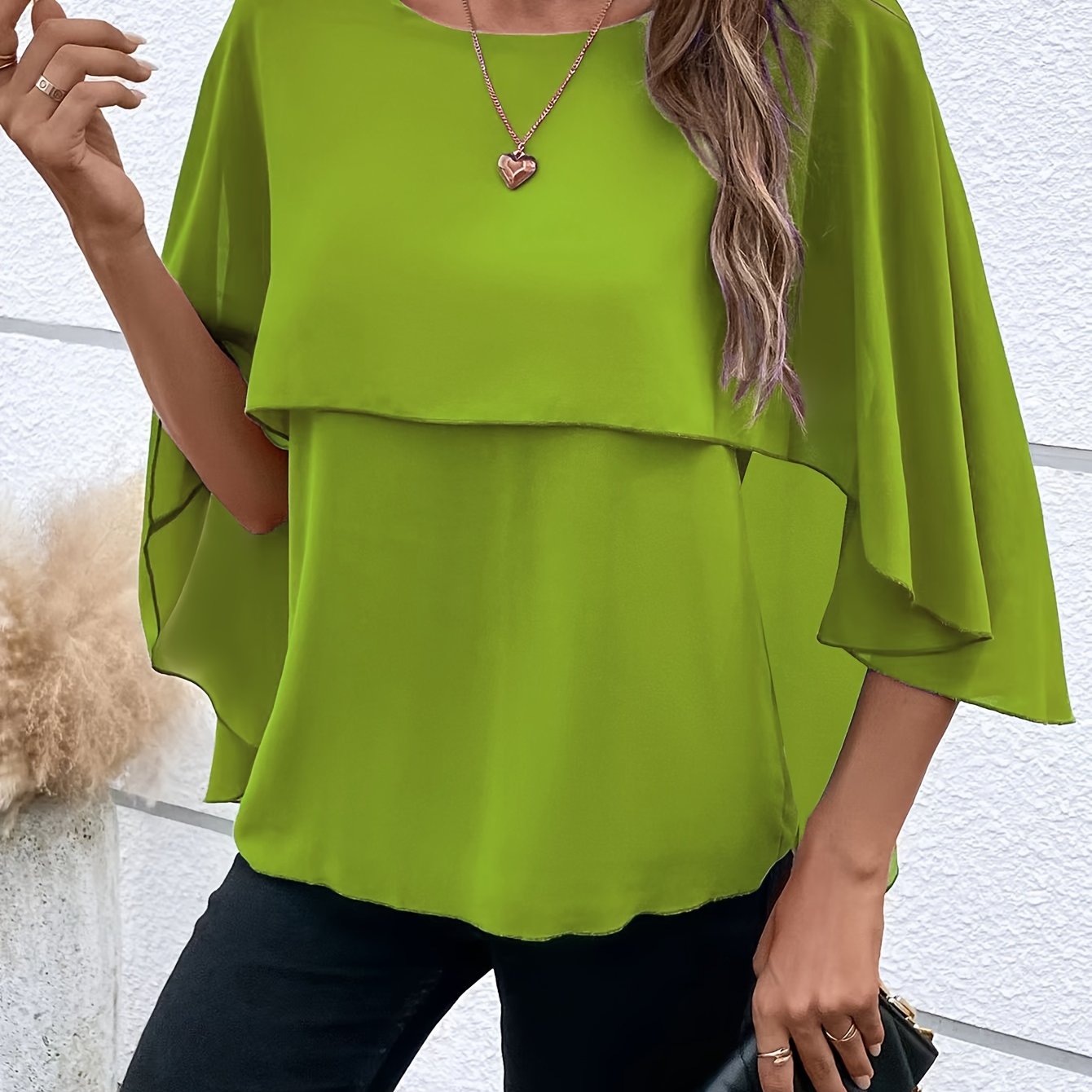 Damen Asymmetrisches Top in Einfarbigem Design