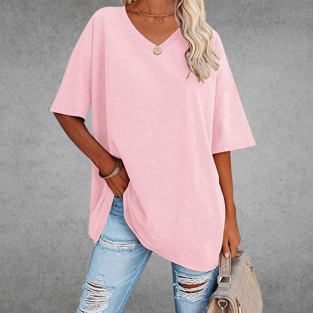 Ease Damen T-Shirt – Oversize V-Ausschnitt & Drop Shoulder